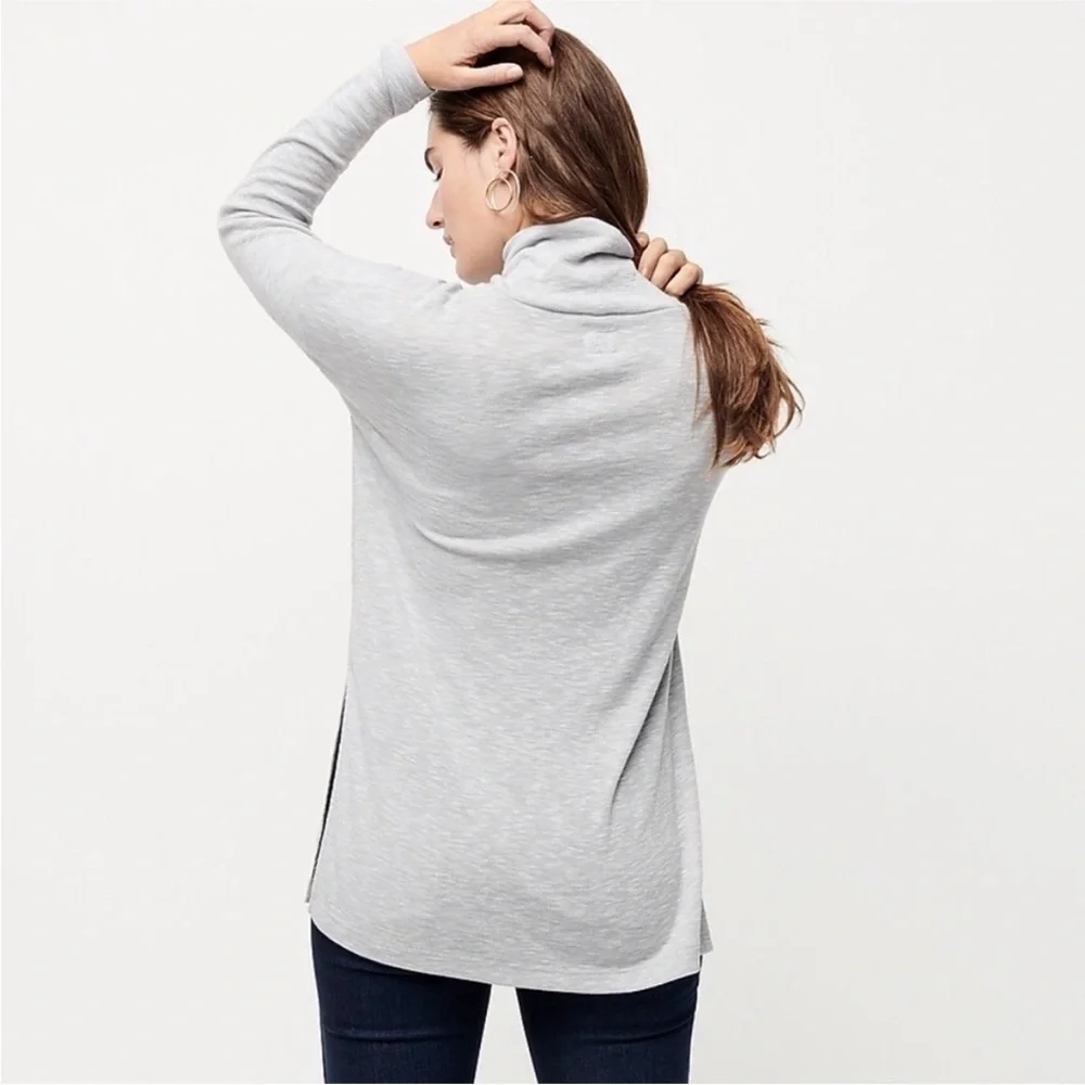 J.CREW VINTAGE FLEECE SPACE GRAY LONG SLEEVE TURTLENECK TUNIC TOP M